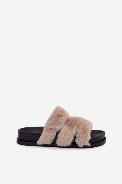 Hausschuhe mit Fell in Sand Talisette