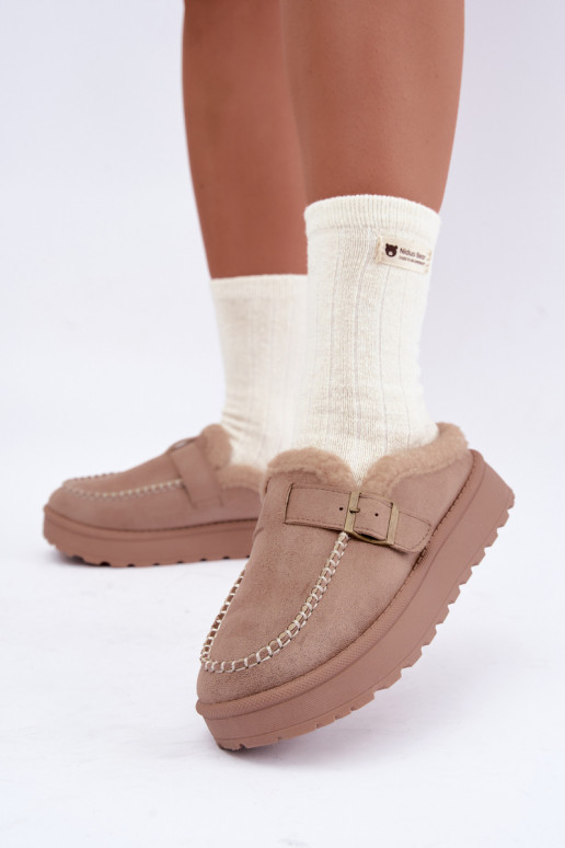 Damen Schneestiefel mit Schnallen in Sand Saldora