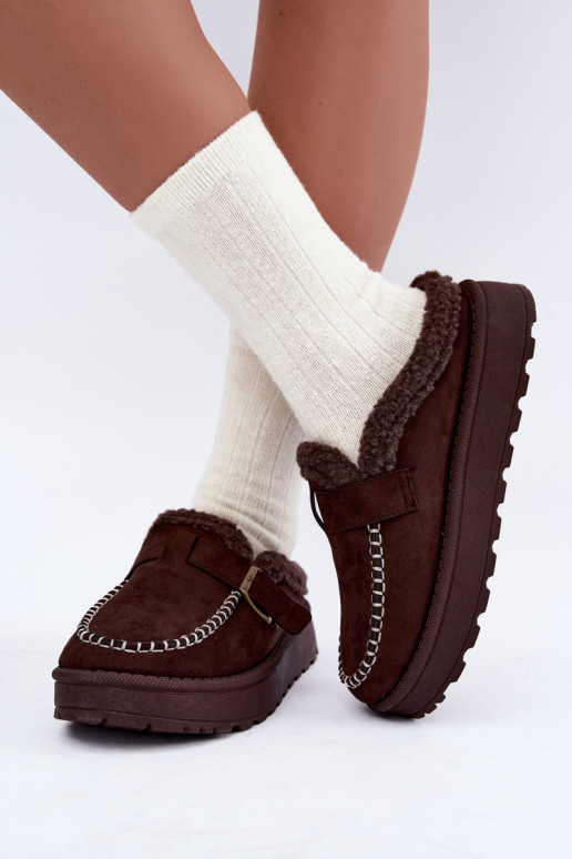 Damen Schneestiefel mit Schnallen in Schokolade Saldora