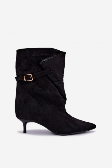 Stiefel Auf niedrigem Absatz mit Schnallen schZuarze Farbe Canelisse 2