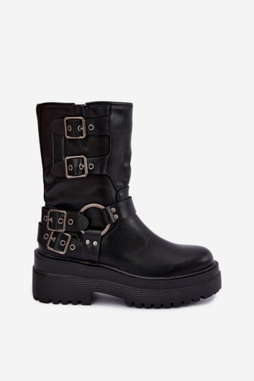 sich Zuarm laufen Stiefel mit einer Plattform mit Schnallen schZuarze Farbe Gilmora 2