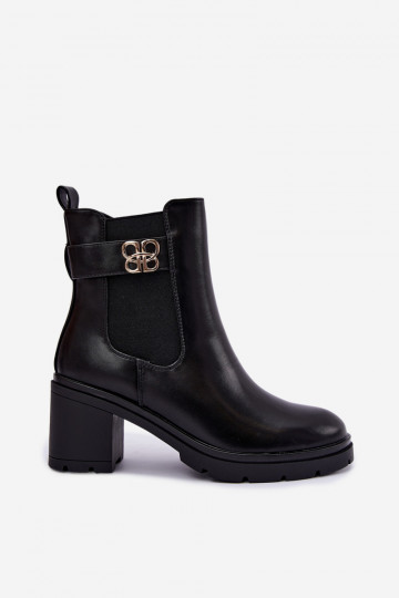 sich Zuarm laufen stylische Stiefel KlockeDekoracyjnym Streifenem schZuarze Farbe Irelina 2