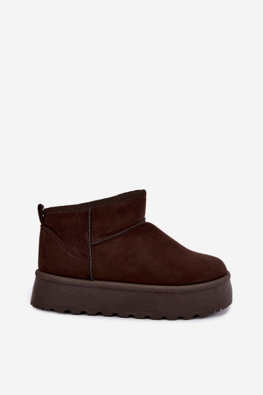 Schneestiefel aus Kunstveloursleder mit Plattform in dunkelbrauner Farbe Corcoran