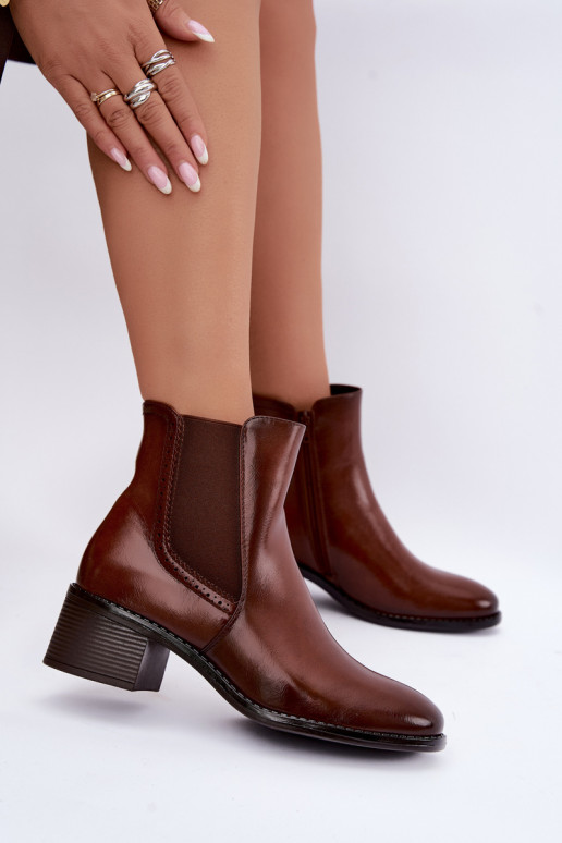 Stylische Damen Stiefeletten in brauner Farbe Dalmora