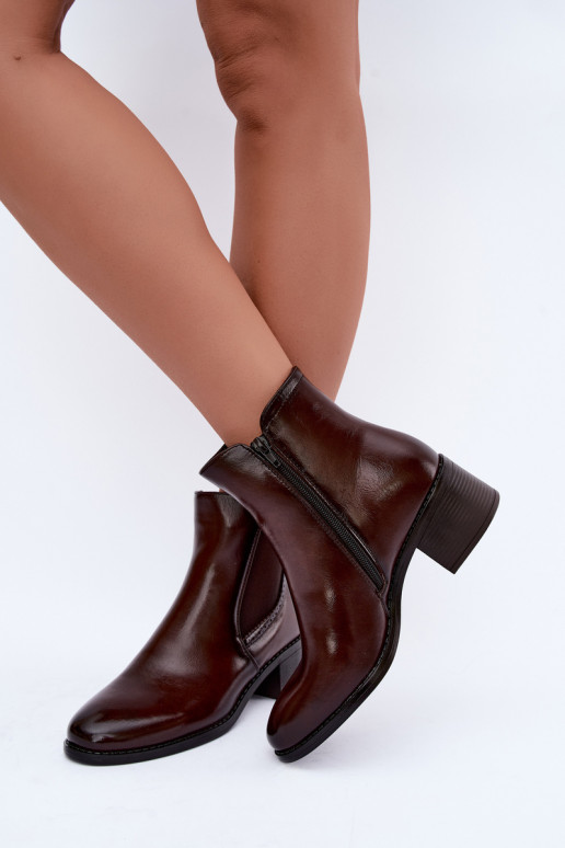 Stylische Damen Stiefeletten in dunkelbrauner Farbe Dalmora