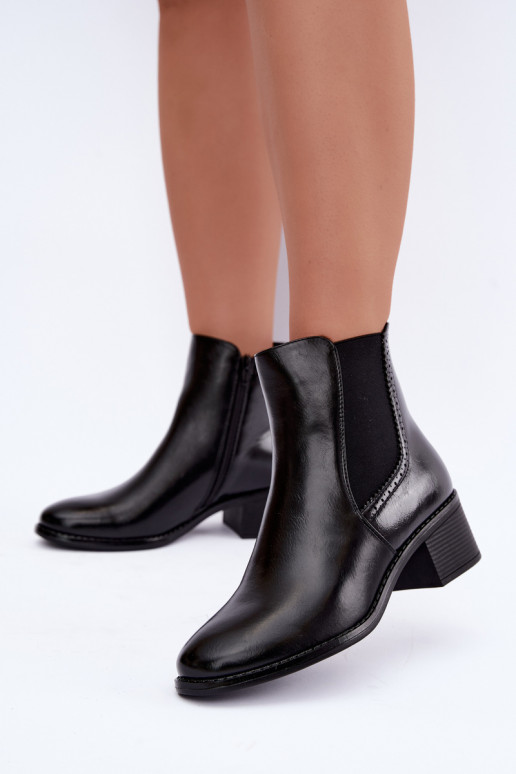 Stylische Damen Stiefeletten in schwarzer Farbe Dalmora