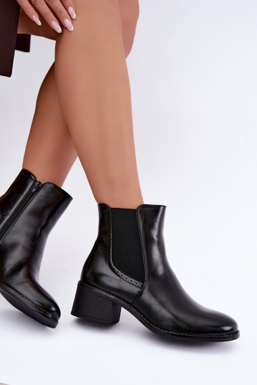 Stylische Damen Stiefeletten in schwarzer Farbe Dalmora
