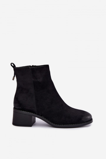Wärmende schwarze Stiefeletten mit niedrigem Absatz Merselia 2