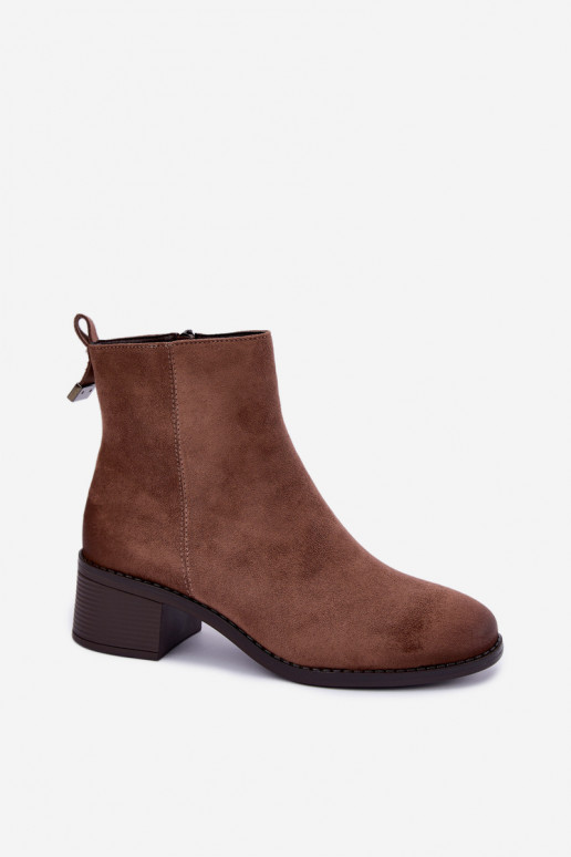 Wärmende sandfarbene Stiefeletten mit niedrigem Absatz Merselia