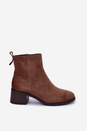 Wärmende sandfarbene Stiefeletten mit niedrigem Absatz Merselia 2