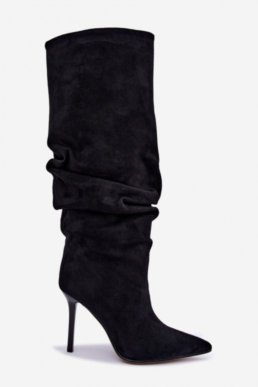 Schwarze Stiefel zum Hineinschlüpfen mit dünnen Absätzen Balira