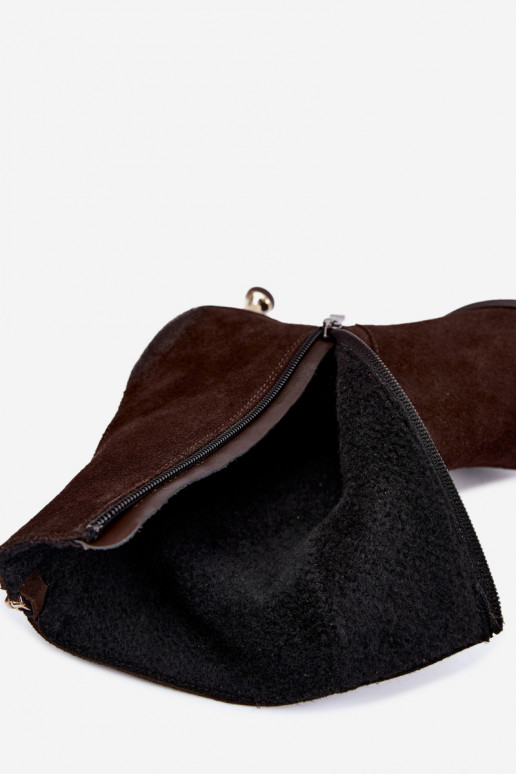 Wärmende Velourslederstiefeletten mit Absatz Zazoo 60629 Czekoladoje