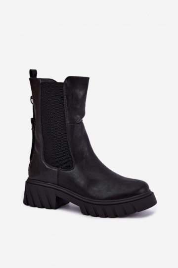 Wärmende stilvolle Damen-Stiefeletten in Schwarz