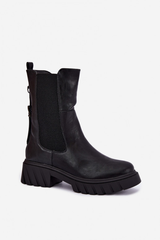 Wärmende stilvolle Damen-Stiefeletten in Schwarz