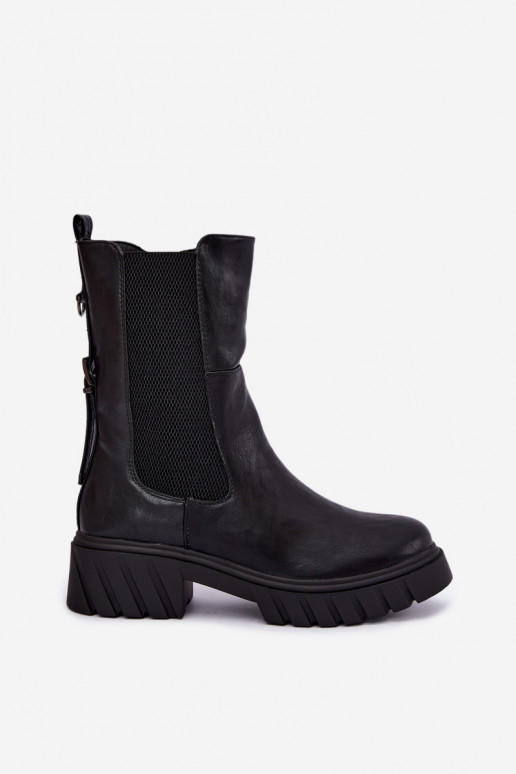 Wärmende stilvolle Damen-Stiefeletten in Schwarz
