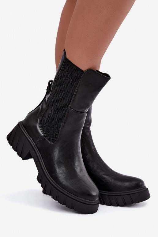 Wärmende stilvolle Damen-Stiefeletten in Schwarz