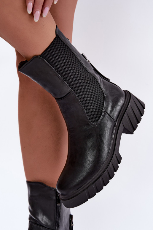 Wärmende stilvolle Damen-Stiefeletten in Schwarz