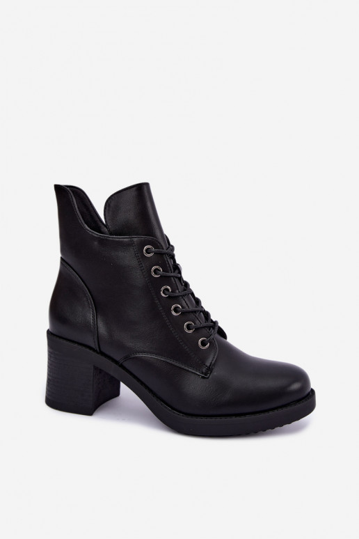 Wärmende Damen-Stiefeletten mit Schnürung in Schwarz Garella