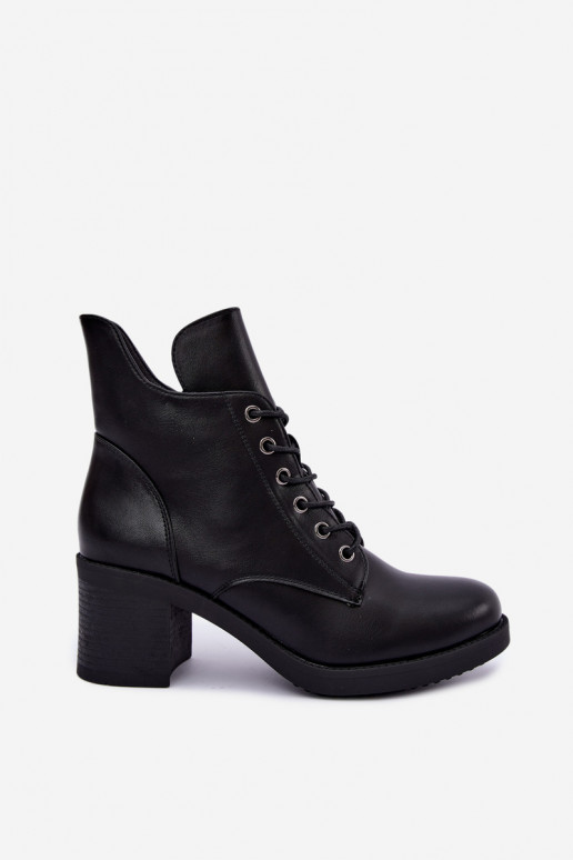 Wärmende Damen-Stiefeletten mit Schnürung in Schwarz Garella