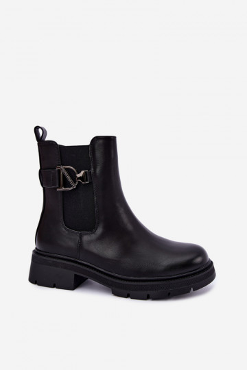 Wärmende stilvolle Stiefeletten mit Ornamenten in Schwarz Janira