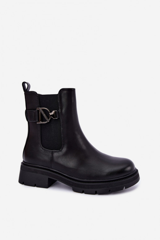 Wärmende stilvolle Stiefeletten mit Ornamenten in Schwarz Janira