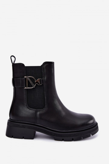 Wärmende stilvolle Stiefeletten mit Ornamenten in Schwarz Janira 2