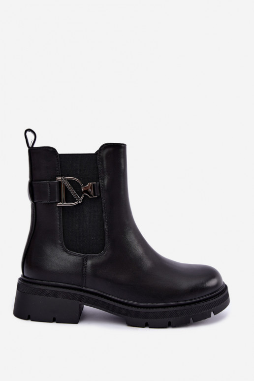Wärmende stilvolle Stiefeletten mit Ornamenten in Schwarz Janira