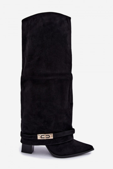 Wärmende kniehohe Stiefel mit eingenähter Schaft und Absatz in Schwarz Jorella 2