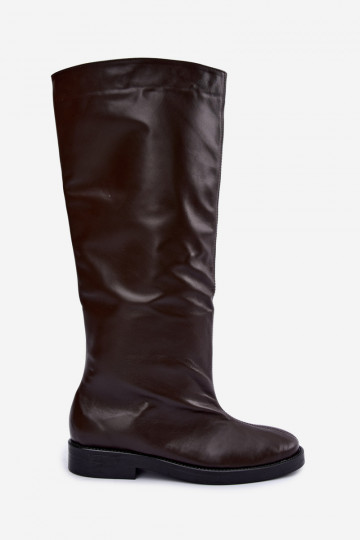 Haut sich Zuarm laufen Stiefel mit breiten Absätzen Zazoo 542 CzekoladoZue 2