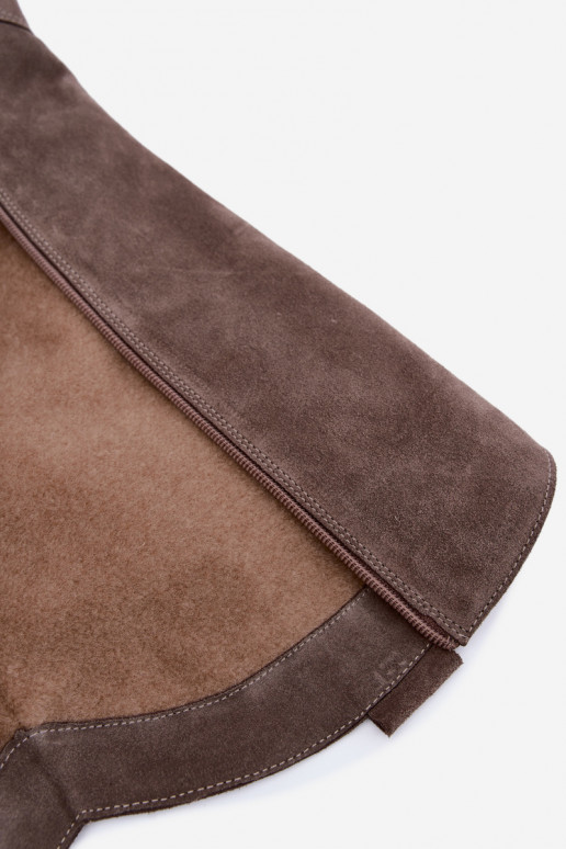 Wärmende kniehohe Stiefel im Cowboy-Stil aus Kunstveloursleder in Ton Zazoo 4224