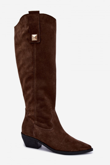 Haut aus INildleder Stiefel CoZuboy-Stil sich Zuarm laufen Zazoo 4224 braune Farbe