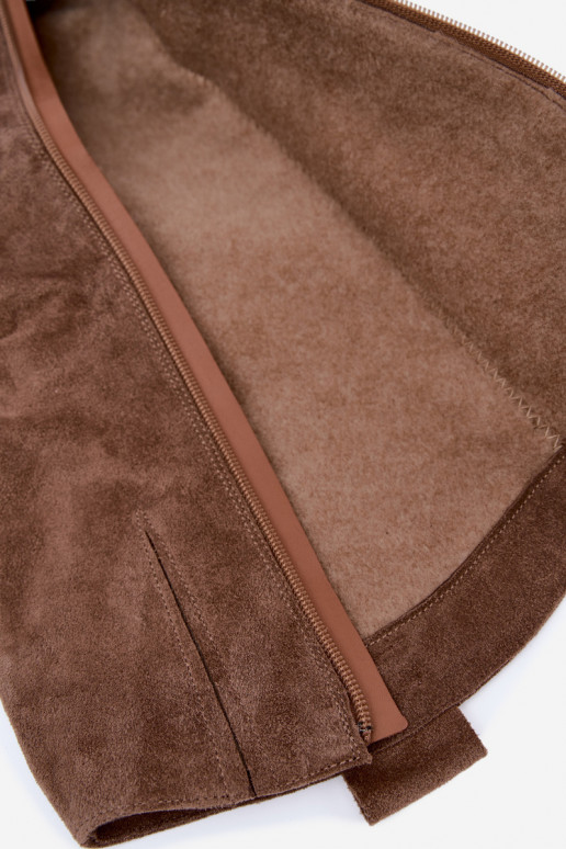 Wärmende zerknitterte kniehohe Stiefel im Cowboy-Stil aus Kunstveloursleder in Braun Zazoo 4313
