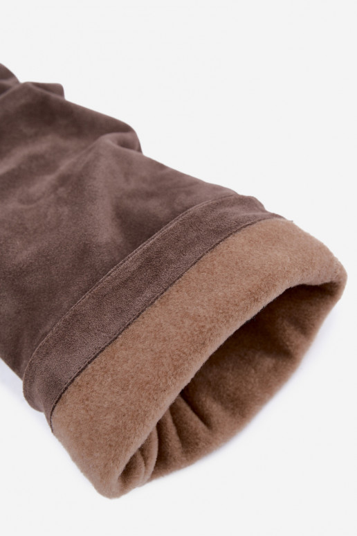 Wärmende zerknitterte kniehohe Stiefel aus Kunstveloursleder mit Absatz in Ton Zazoo 4228