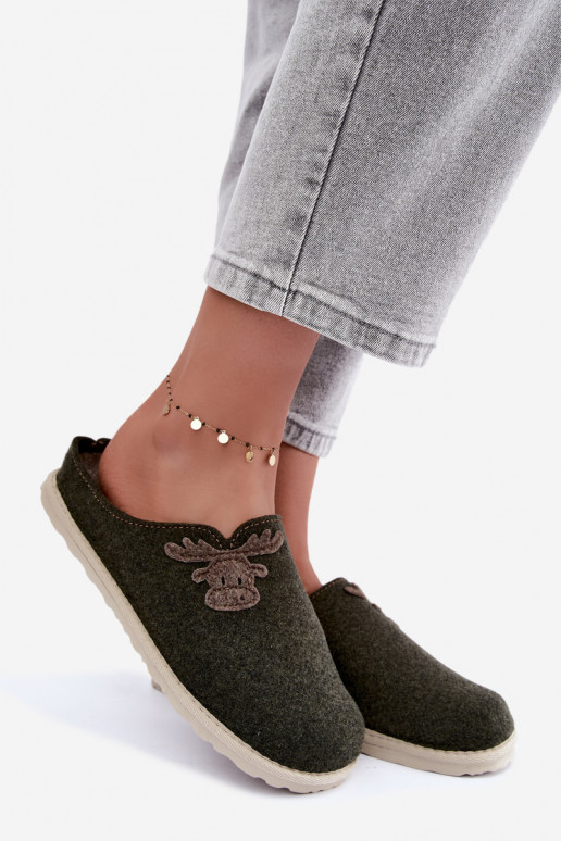 Damenpantoletten mit Rehen Inblu CS000049 khaki