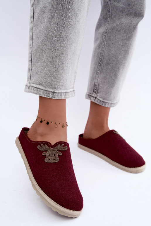 Damenpantoletten mit Rehen Inblu CS000049 bordeaux