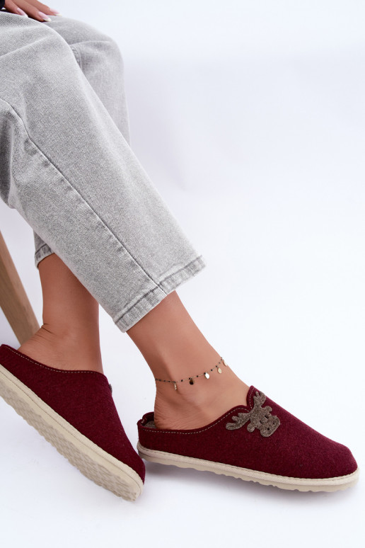 Damenpantoletten mit Rehen Inblu CS000049 bordeaux
