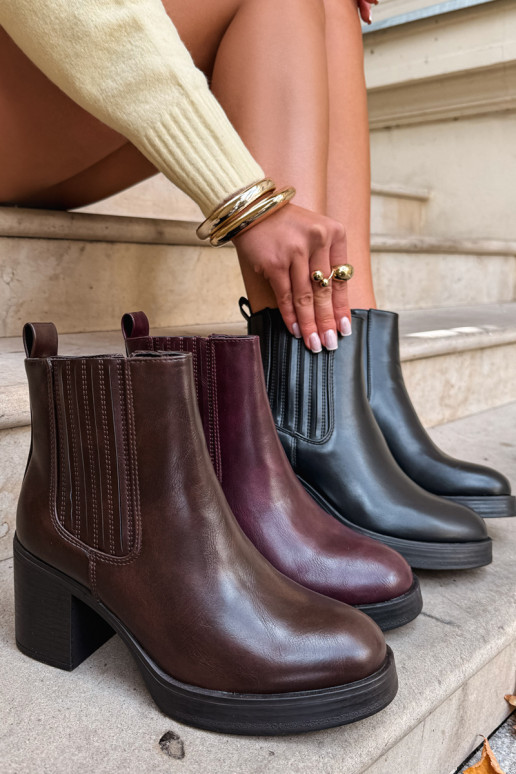 Schokoladenfarbene warme Stiefeletten mit Absatz Gisandra