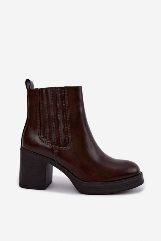 Schokoladenfarbene warme Stiefeletten mit Absatz Gisandra