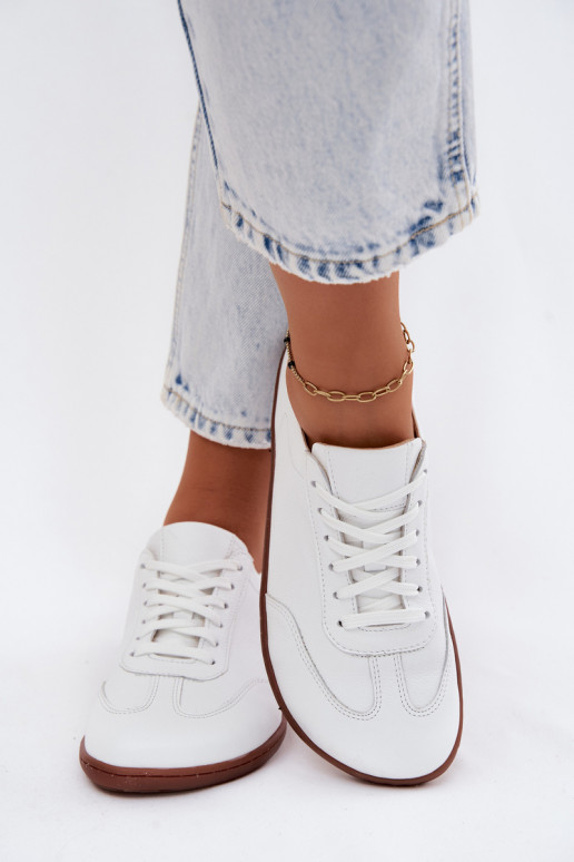 Weiße Leder Freizeitschuhe Barefoot Zazoo N1243