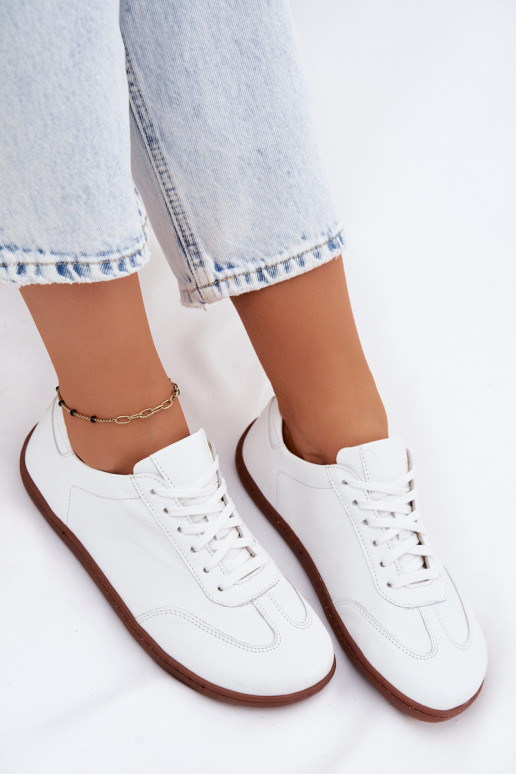 Weiße Leder Freizeitschuhe Barefoot Zazoo N1243