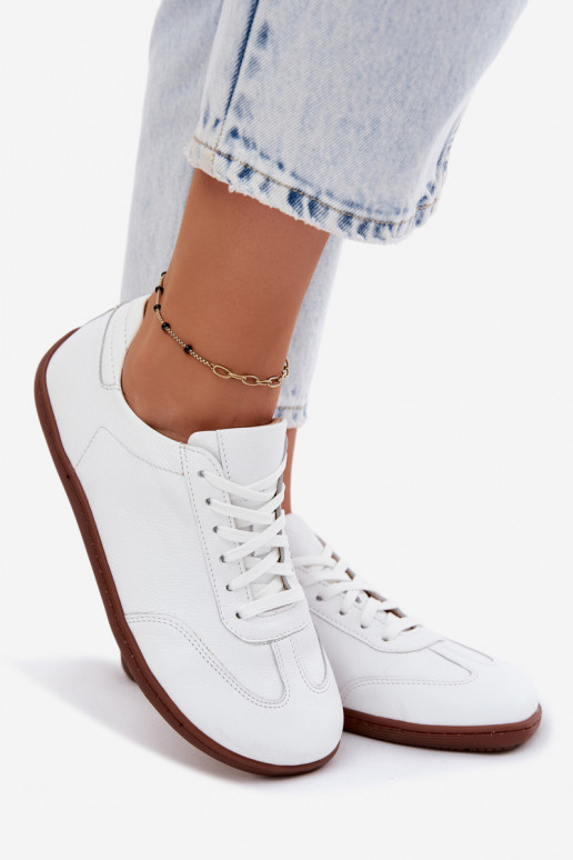 Weiße Leder Freizeitschuhe Barefoot Zazoo N1243