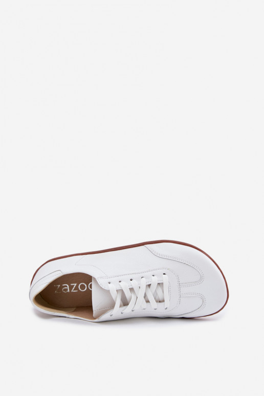Weiße Leder Freizeitschuhe Barefoot Zazoo N1243