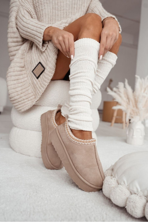 Wärmende Baumwollsocken mit Muster in Elfenbeinfarbe