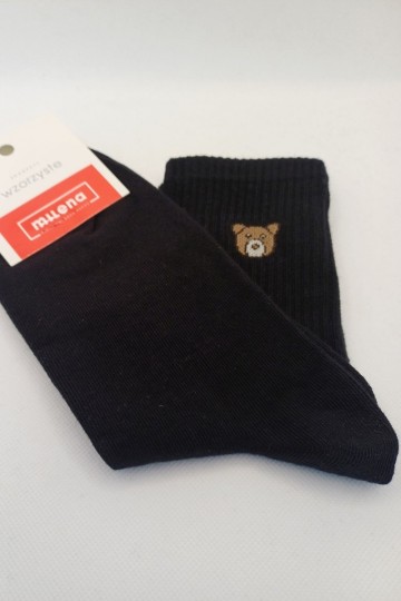 Damen schwarze Socken „Bärchen" 2