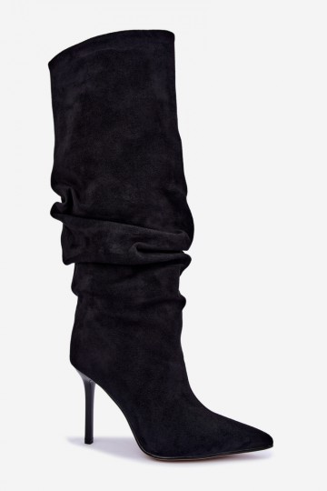 Schwarze Stiefel zum Hineinschlüpfen mit dünnen Absätzen Balira 2