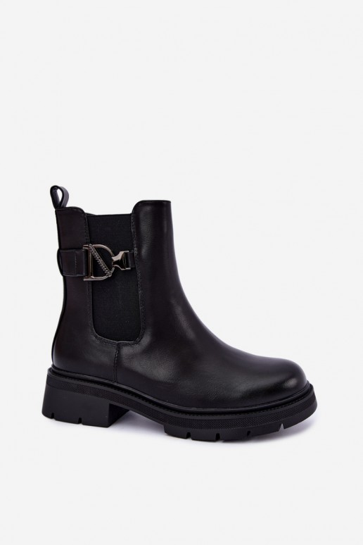 Wärmende stilvolle Stiefeletten mit Ornamenten in Schwarz Janira