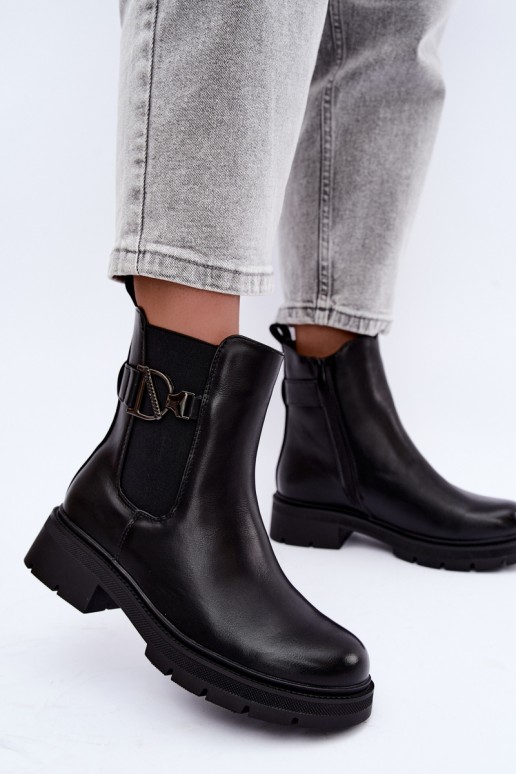Wärmende stilvolle Stiefeletten mit Ornamenten in Schwarz Janira