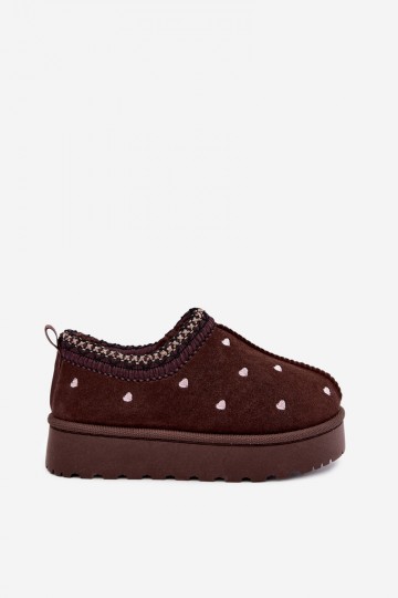 Kinder isolierte Schneestiefel mit Herzen und Fell in brauner Farbe Meldrena 2