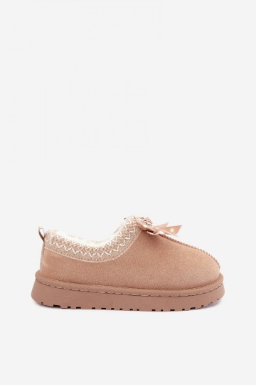 Kinder Schneestiefel mit bestickten Blumen und Schleife in sandfarben Ysmerine 2