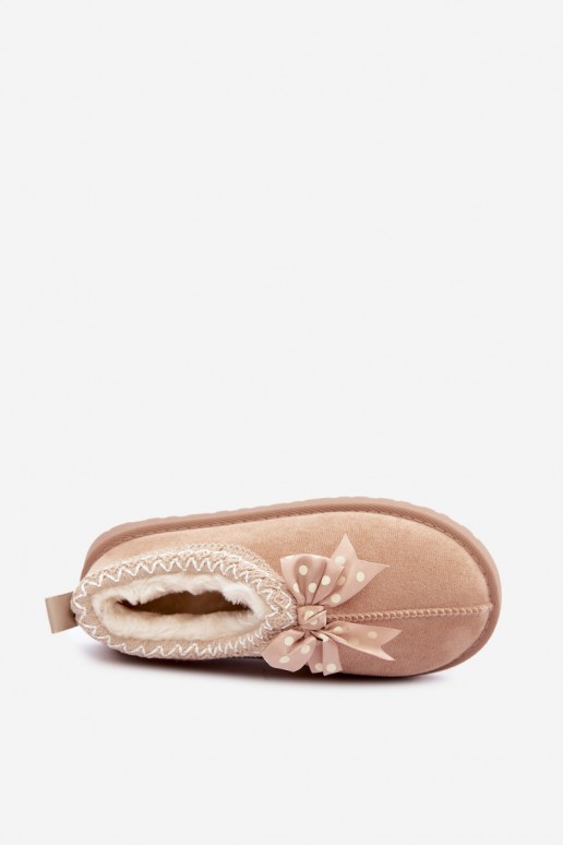Kinder Schneestiefel mit bestickten Blumen und Schleife in sandfarben Ysmerine
